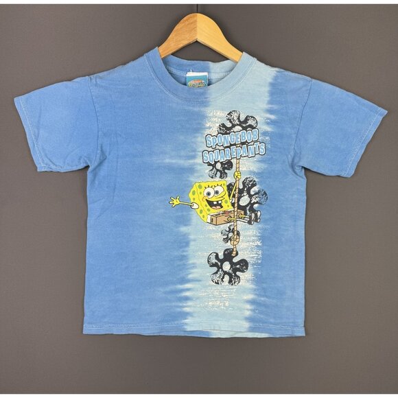 Vintage Y2K Nickelodeon Sponge Bob Square Pants Tie Dye Kids Shirt Large - Picture 1 of 12